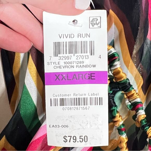 NWT INC International Concepts Colorful Chevron Top shirt blouse sz large L B128 - Picture 3 of 5